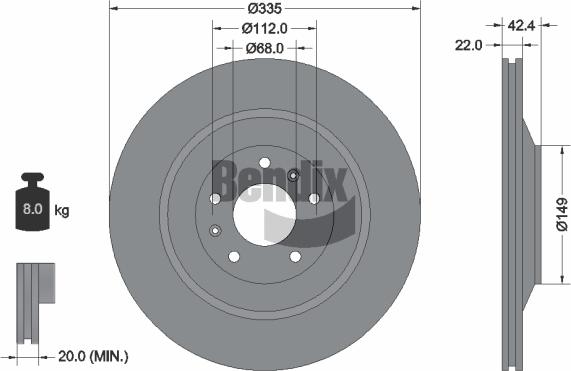 BENDIX Braking BDS1990HC - Спирачен диск vvparts.bg