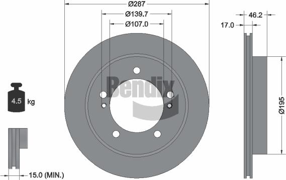 BENDIX Braking BDS1998 - Спирачен диск vvparts.bg