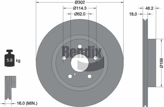 BENDIX Braking BDS1958 - Спирачен диск vvparts.bg