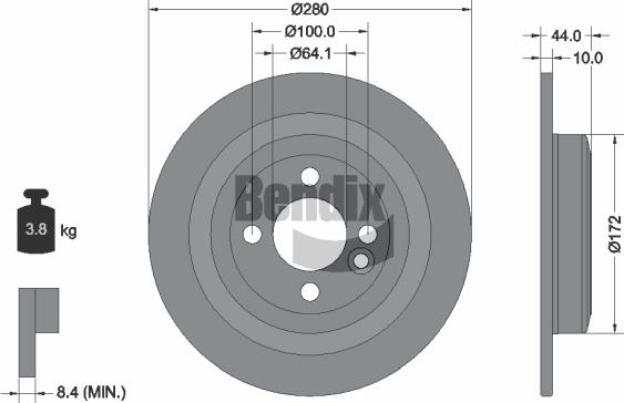 BENDIX Braking BDS1953 - Спирачен диск vvparts.bg