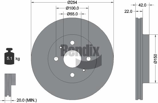 BENDIX Braking BDS1965 - Спирачен диск vvparts.bg