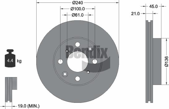 BENDIX Braking BDS1960 - Спирачен диск vvparts.bg