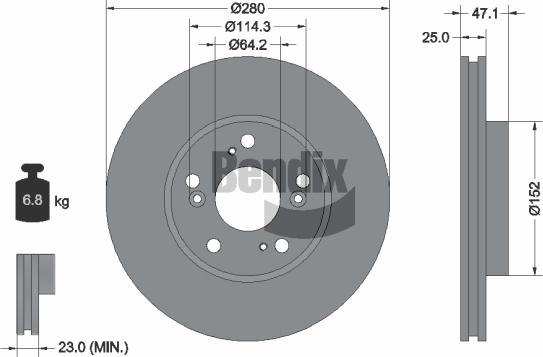 BENDIX Braking BDS1919 - Спирачен диск vvparts.bg