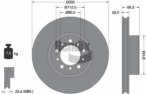 BENDIX Braking BDS1911 - Спирачен диск vvparts.bg