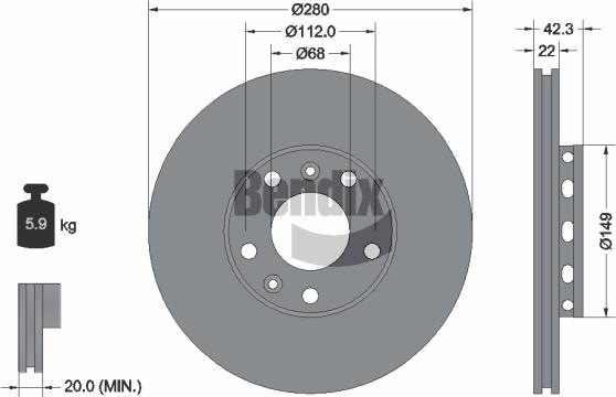 BENDIX Braking BDS1930 - Спирачен диск vvparts.bg