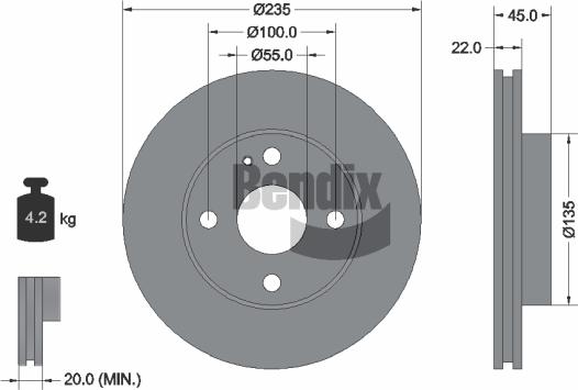 BENDIX Braking BDS1937 - Спирачен диск vvparts.bg