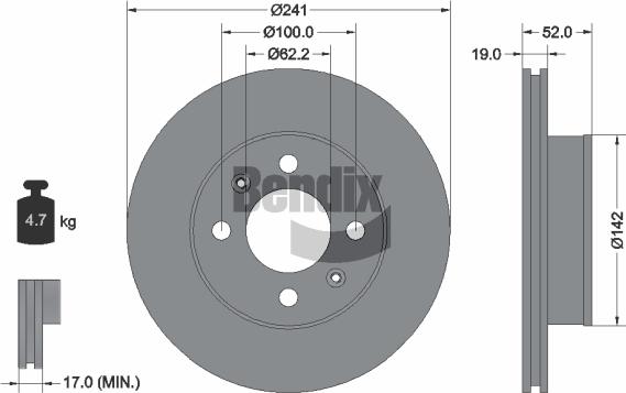 BENDIX Braking BDS1924 - Спирачен диск vvparts.bg