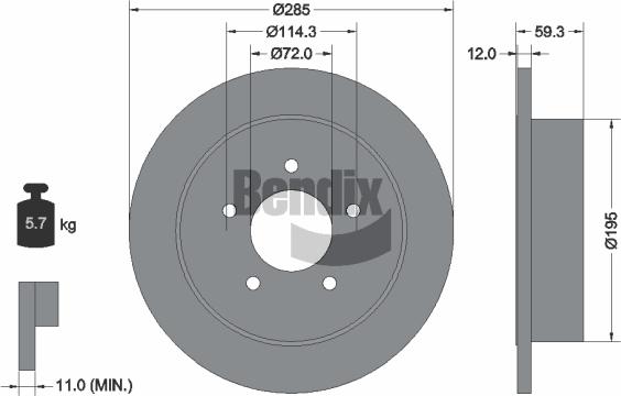 BENDIX Braking BDS1925 - Спирачен диск vvparts.bg