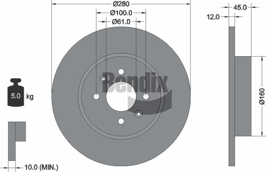 BENDIX Braking BDS1978 - Спирачен диск vvparts.bg