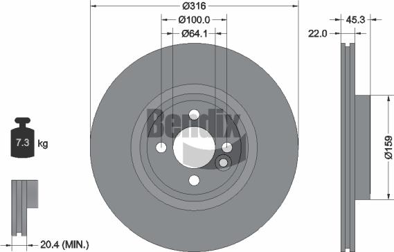 BENDIX Braking BDS1977 - Спирачен диск vvparts.bg