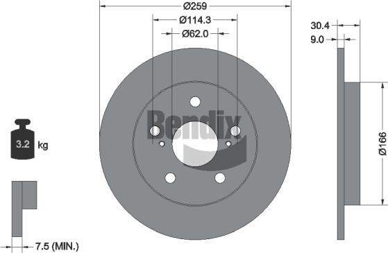 BENDIX Braking BDS1494 - Спирачен диск vvparts.bg