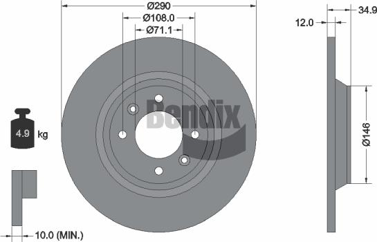 BENDIX Braking BDS1495 - Спирачен диск vvparts.bg