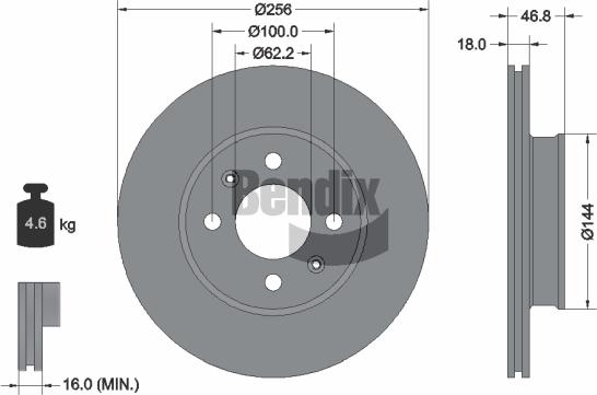 BENDIX Braking BDS1498 - Спирачен диск vvparts.bg