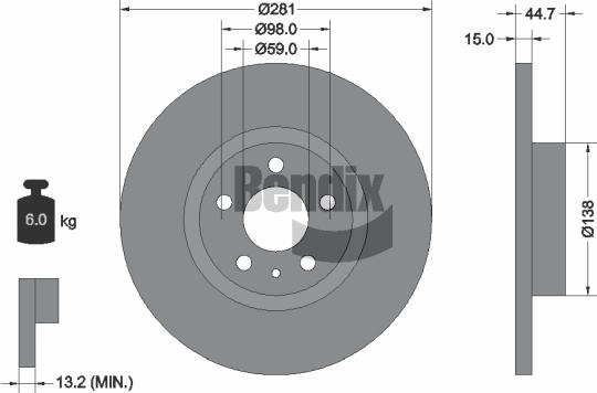 BENDIX Braking BDS1456 - Спирачен диск vvparts.bg