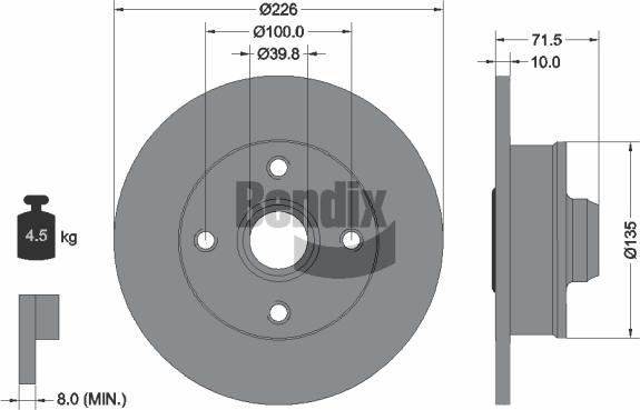 BENDIX Braking BDS1450 - Спирачен диск vvparts.bg