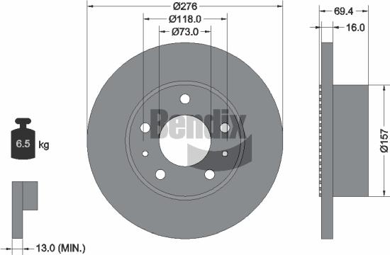 BENDIX Braking BDS1465 - Спирачен диск vvparts.bg