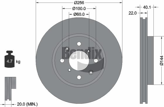 BENDIX Braking BDS1466 - Спирачен диск vvparts.bg