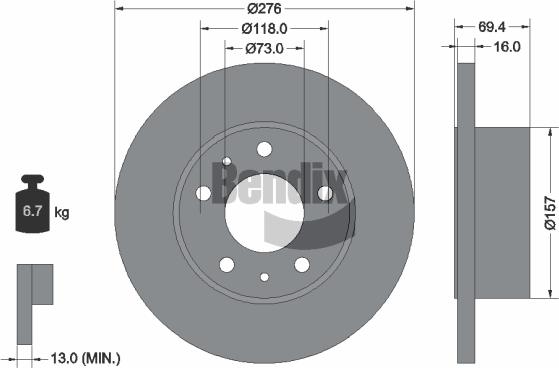 BENDIX Braking BDS1461 - Спирачен диск vvparts.bg