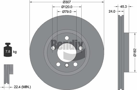 BENDIX Braking BDS1462HC - Спирачен диск vvparts.bg