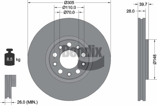 BENDIX Braking BDS1467 - Спирачен диск vvparts.bg