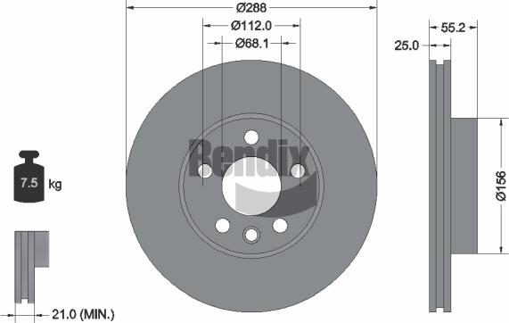 BENDIX Braking BDS1404 - Спирачен диск vvparts.bg