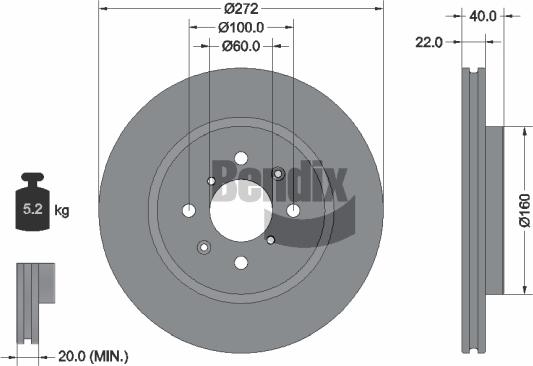 BENDIX Braking BDS1406 - Спирачен диск vvparts.bg