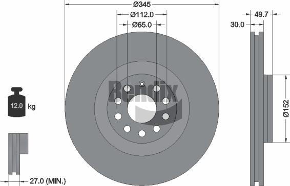 BENDIX Braking BDS1407HC - Спирачен диск vvparts.bg