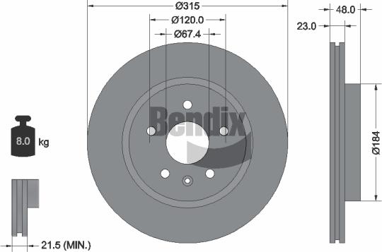 BENDIX Braking BDS1415 - Спирачен диск vvparts.bg