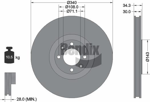 BENDIX Braking BDS1411 - Спирачен диск vvparts.bg