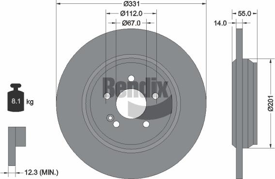 BENDIX Braking BDS1412 - Спирачен диск vvparts.bg