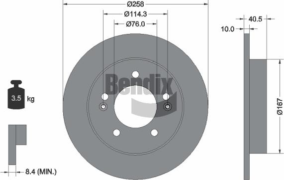 BENDIX Braking BDS1424 - Спирачен диск vvparts.bg