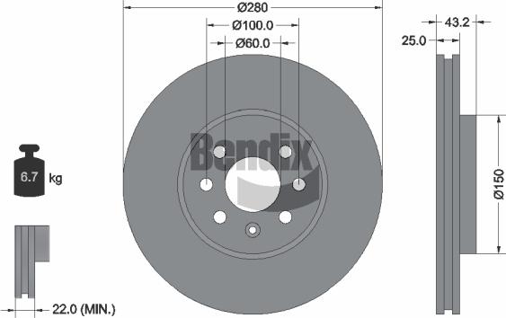 BENDIX Braking BDS1423 - Спирачен диск vvparts.bg