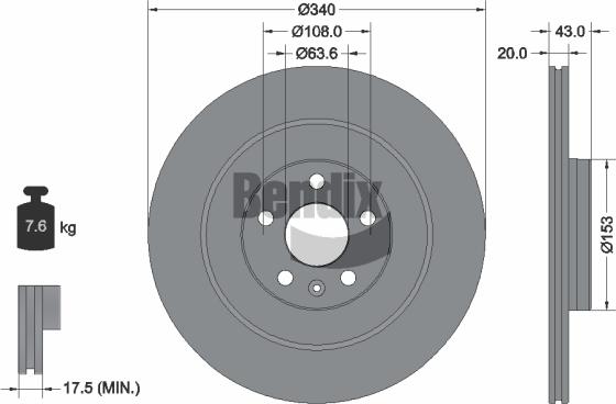BENDIX Braking BDS1594 - Спирачен диск vvparts.bg
