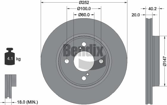 BENDIX Braking BDS1591 - Спирачен диск vvparts.bg