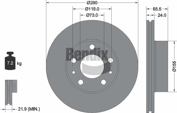 BENDIX Braking BDS1597 - Спирачен диск vvparts.bg