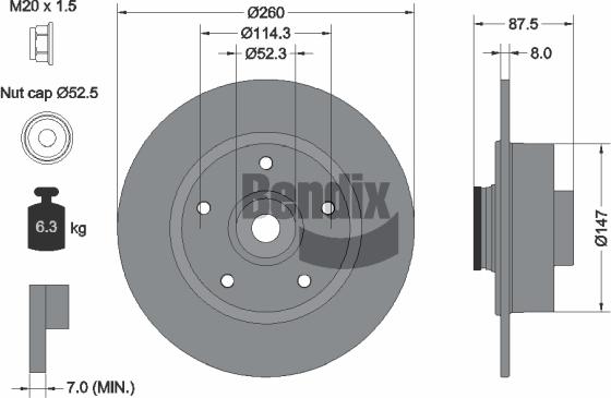 BENDIX Braking BDS1543 - Спирачен диск vvparts.bg