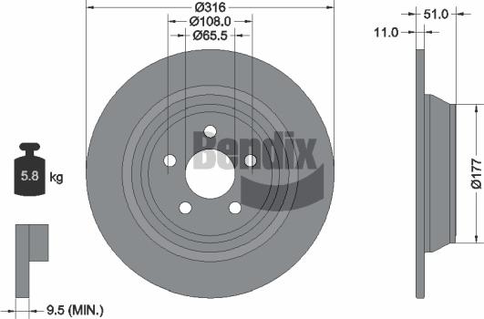 BENDIX Braking BDS1557 - Спирачен диск vvparts.bg