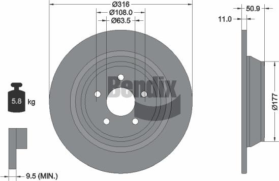 BENDIX Braking BDS1560 - Спирачен диск vvparts.bg