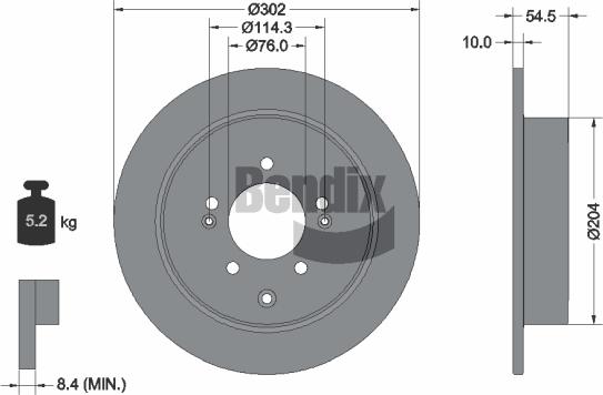 BENDIX Braking BDS1568 - Спирачен диск vvparts.bg