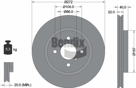 BENDIX Braking BDS1503 - Спирачен диск vvparts.bg