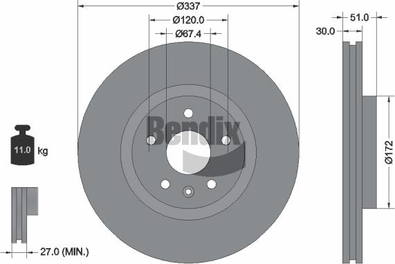 BENDIX Braking BDS1502 - Спирачен диск vvparts.bg