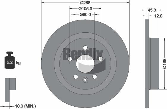 BENDIX Braking BDS1507 - Спирачен диск vvparts.bg