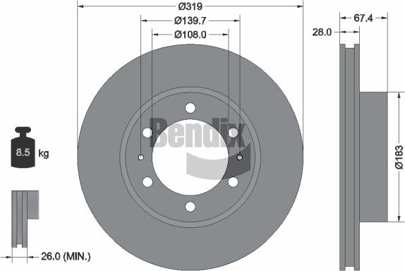 BENDIX Braking BDS1535 - Спирачен диск vvparts.bg