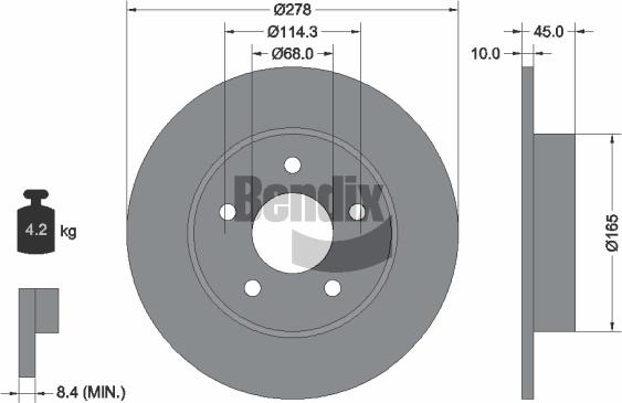 BENDIX Braking BDS1699 - Спирачен диск vvparts.bg