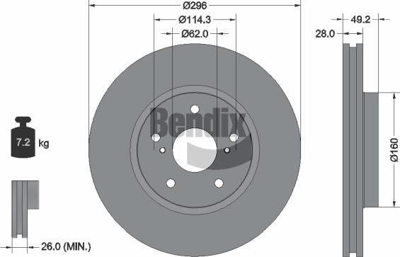 BENDIX Braking BDS1693 - Спирачен диск vvparts.bg