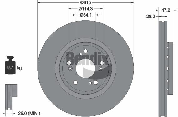 BENDIX Braking BDS1686 - Спирачен диск vvparts.bg