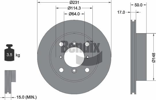 BENDIX Braking BDS1688 - Спирачен диск vvparts.bg