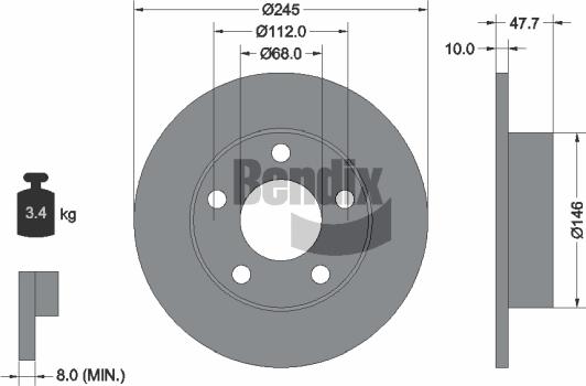 BENDIX Braking BDS1679 - Спирачен диск vvparts.bg