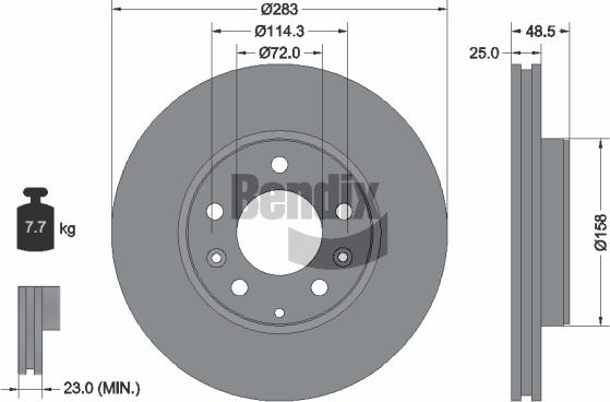 BENDIX Braking BDS1672 - Спирачен диск vvparts.bg