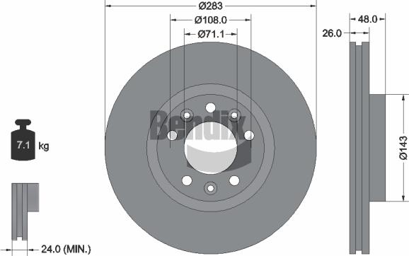 BENDIX Braking BDS1044 - Спирачен диск vvparts.bg